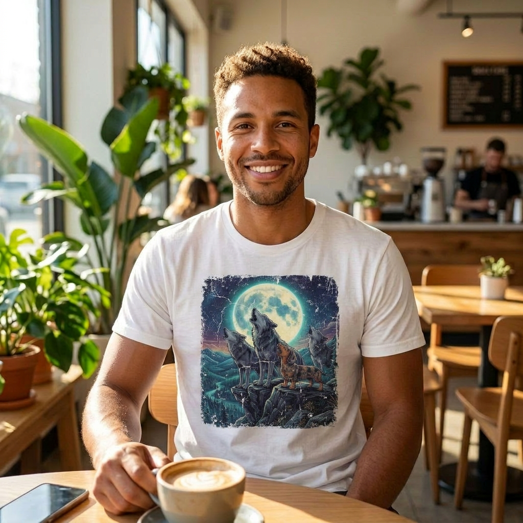 T-shirt mockup with AI art